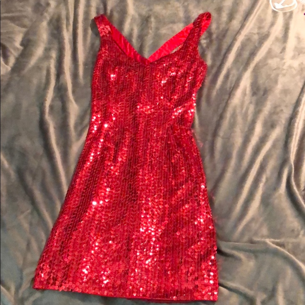 Red sequin dress